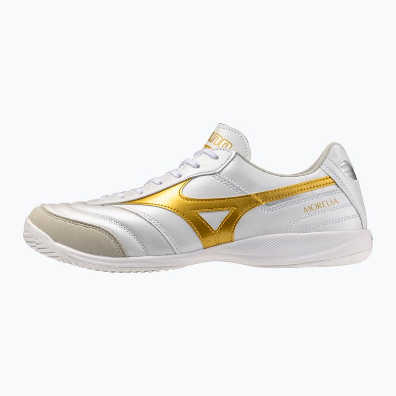 Încălțăminte de fotbal Mizuno Morelia Sala Elite IN white/football gold/galaxy sil