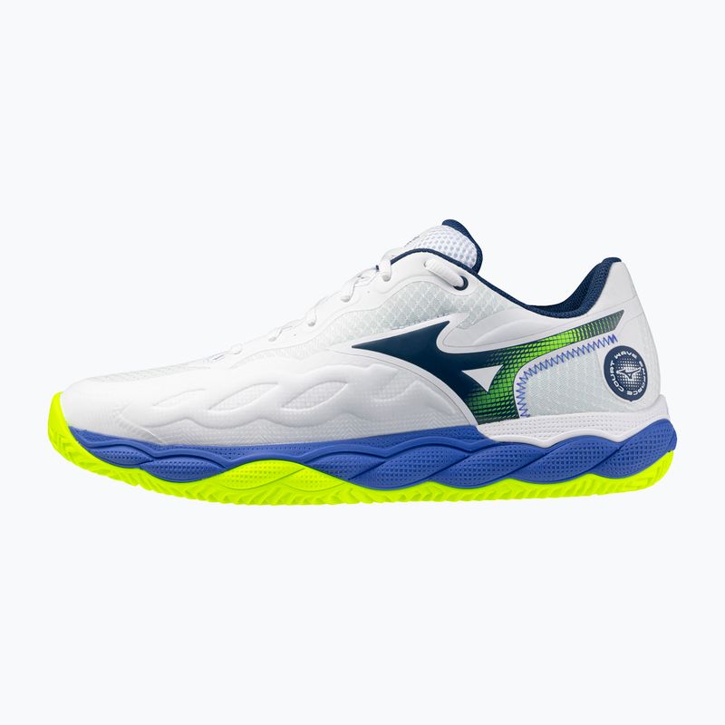 Încălțăminte de tenis pentru bărbați Mizuno Wave Enforce Court CC white/dazzling blue/lightning 2