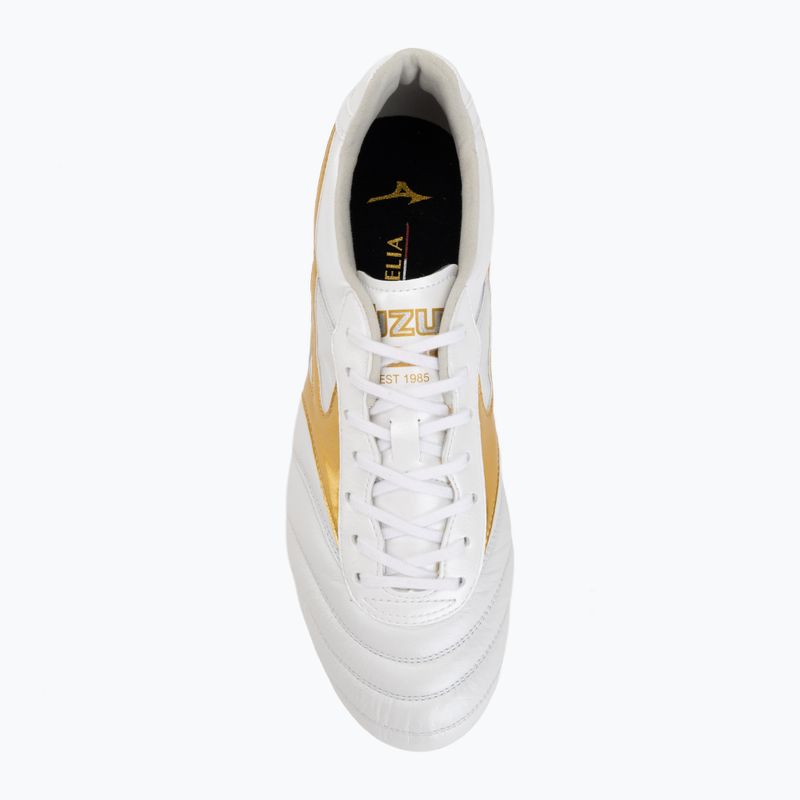 Încălțăminte de fotbal Mizuno Morelia II Elite FG white/football gold/galaxy silver 5