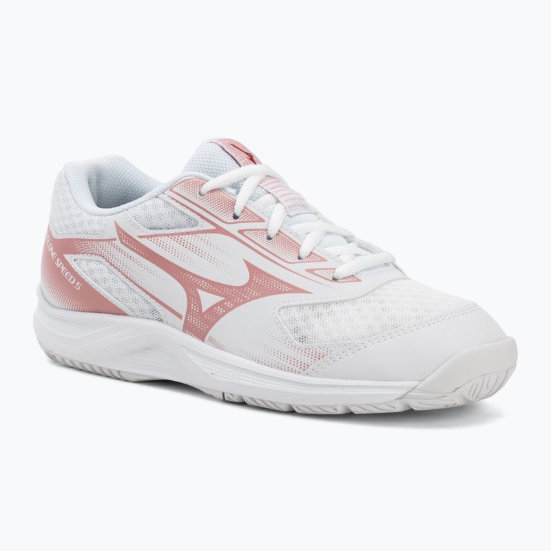 Încălțăminte de volei pentru femei Mizuno Cyclone Speed 5 white/rose elegance/lava falls