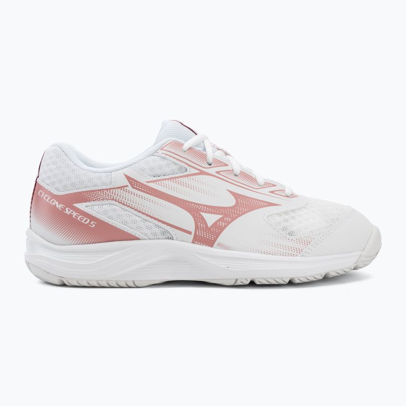 Încălțăminte de volei pentru femei Mizuno Cyclone Speed 5 white/rose elegance/lava falls 2