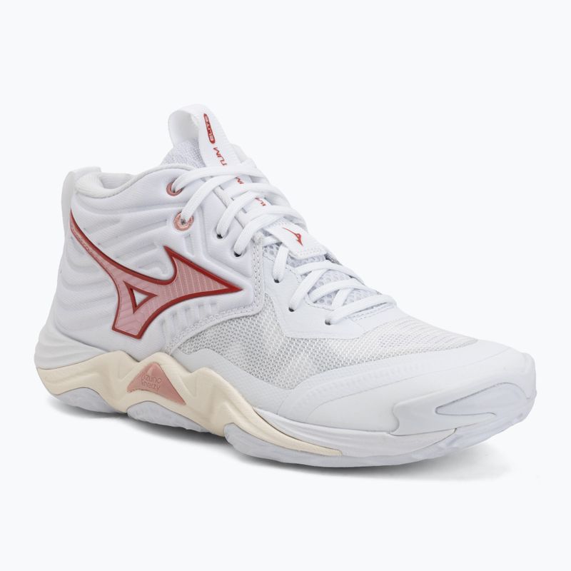 Încălțăminte de volei pentru femei Mizuno Wave Momentum Elite Mid white/rose elegance/lava falls
