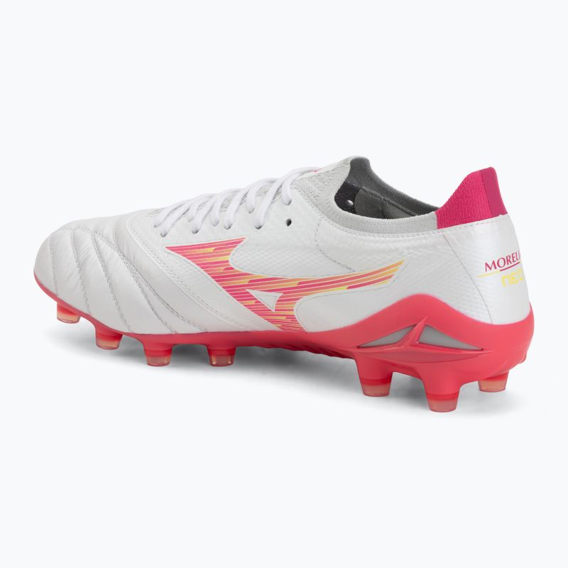 Încălțăminte de fotbal Mizuno Morelia Neo IV Beta Elite FG white/pink tetra/fuchsia purple 3