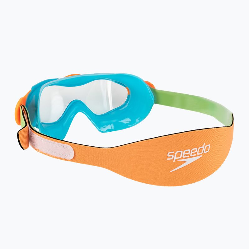 Masca de înot pentru copii Speedo Sea Squad Jr albastru azuriu/verde fluo/portocaliu/fluo portocaliu/clear 4