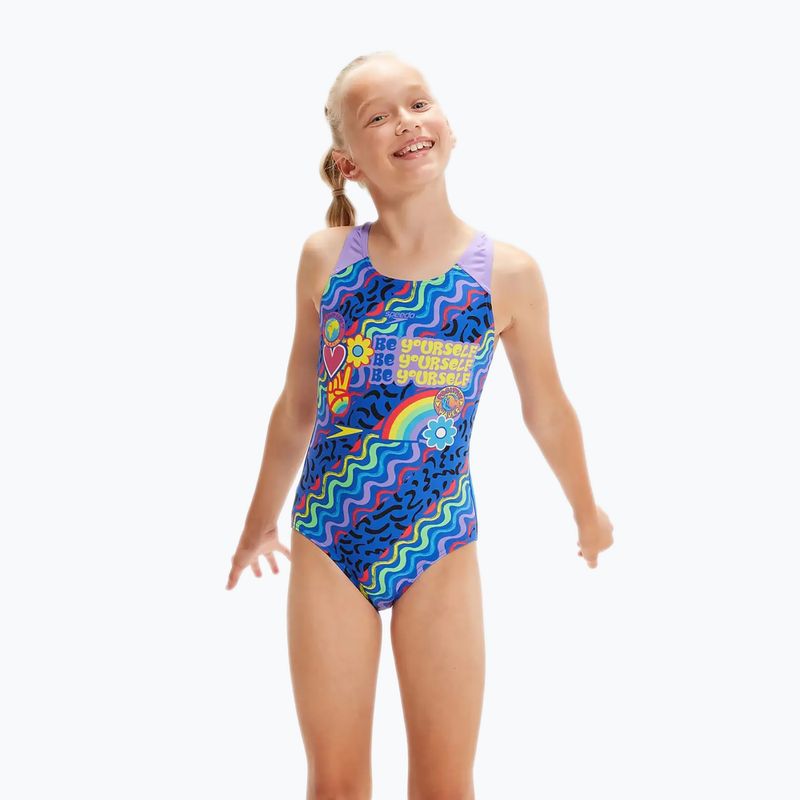 Speedo Digital Placement Splashback costum de baie pentru copii albastru și mov 8-00262514737 5