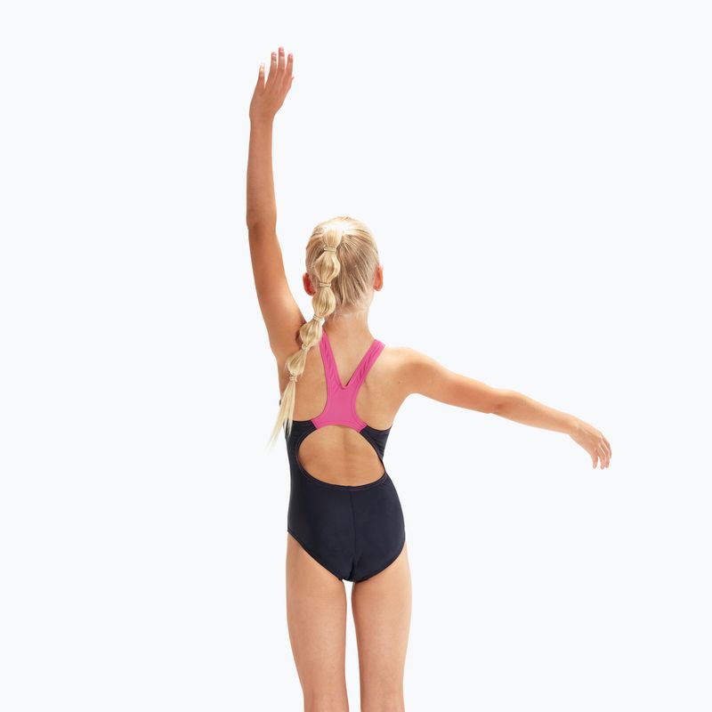 Speedo Digital Placement Splashback costum de baie pentru copii, o singură piesă, albastru marin și roz 8-00262714741 3