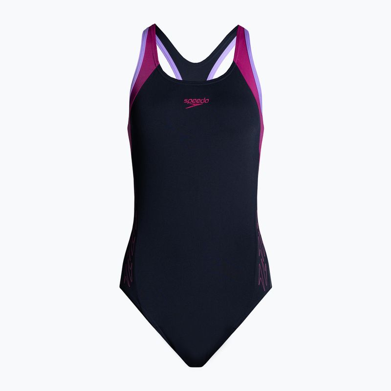 Speedo Hyperboom Splice Flyback costum de baie dintr-o singură piesă pentru femei albastru marin 8-00305015158