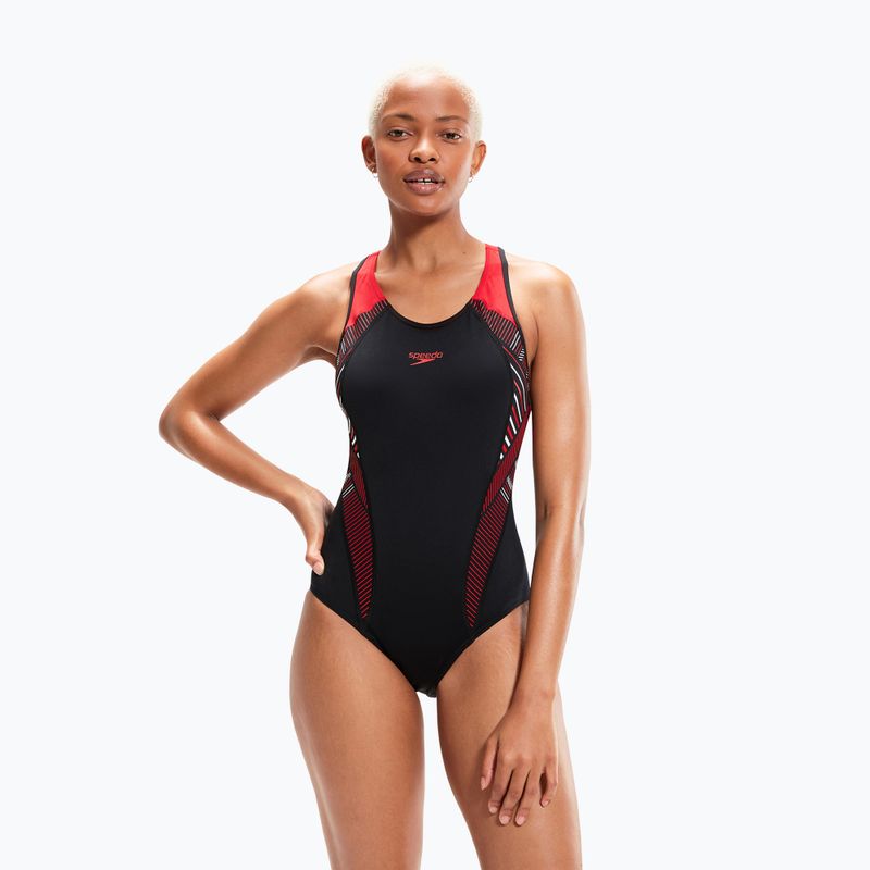 Speedo Plastisol Laneback costum de baie dintr-o bucată negru 8-00305414841 5