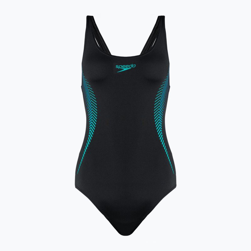 Speedo Placement Muscleback costum de baie dintr-o bucată negru 8-00305814837