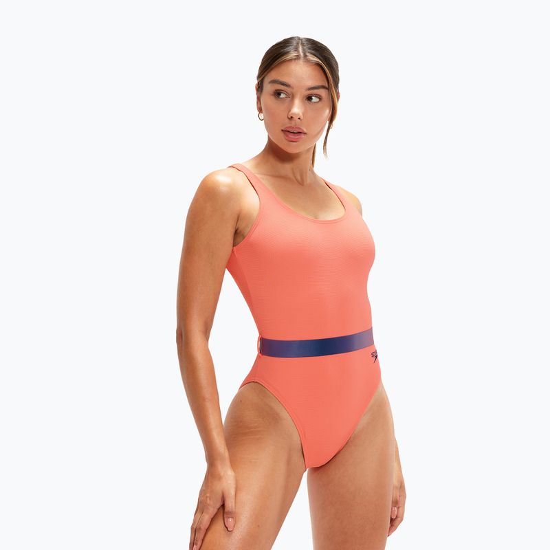 Speedo Costum de baie o piesă pentru femei Belted Deep U-Back portocaliu 8-00307415485 4