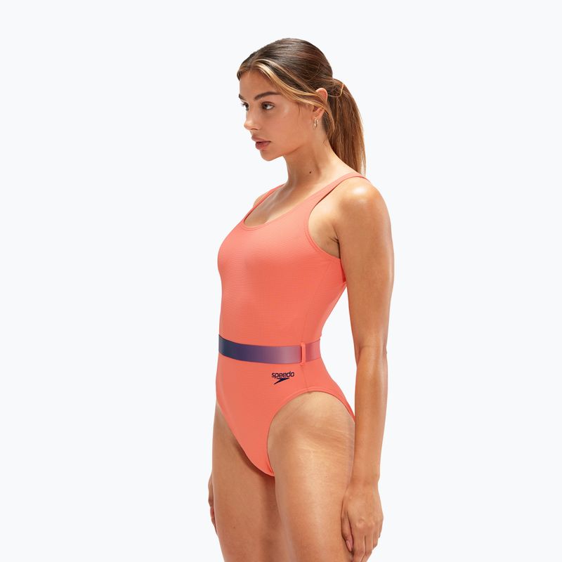 Speedo Costum de baie o piesă pentru femei Belted Deep U-Back portocaliu 8-00307415485 5