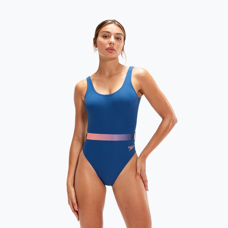 Speedo Costum de baie o piesă pentru femei cu centură adâncă U-Back albastru marin 8-00307415498 5