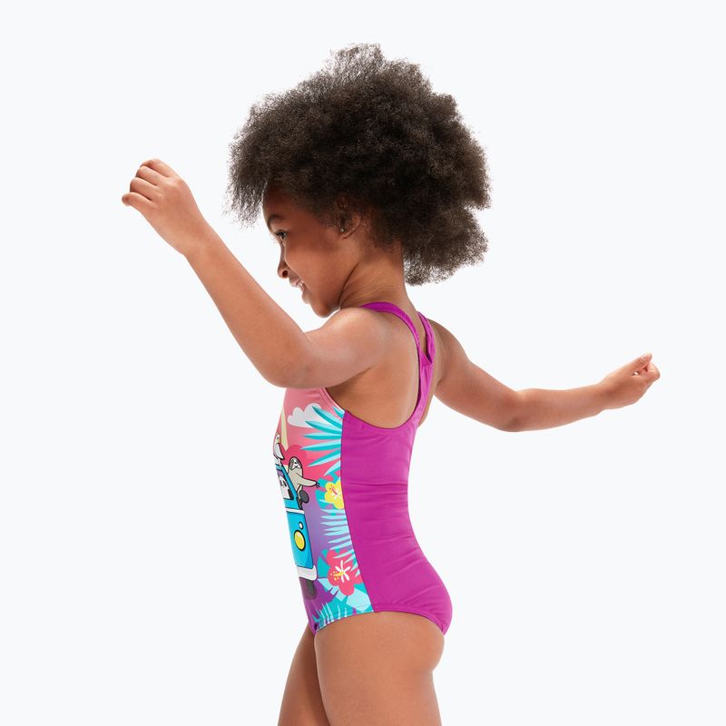 Speedo Costum de baie pentru copii, o singură bucată, imprimat digital, roz-violet 8-0797015162