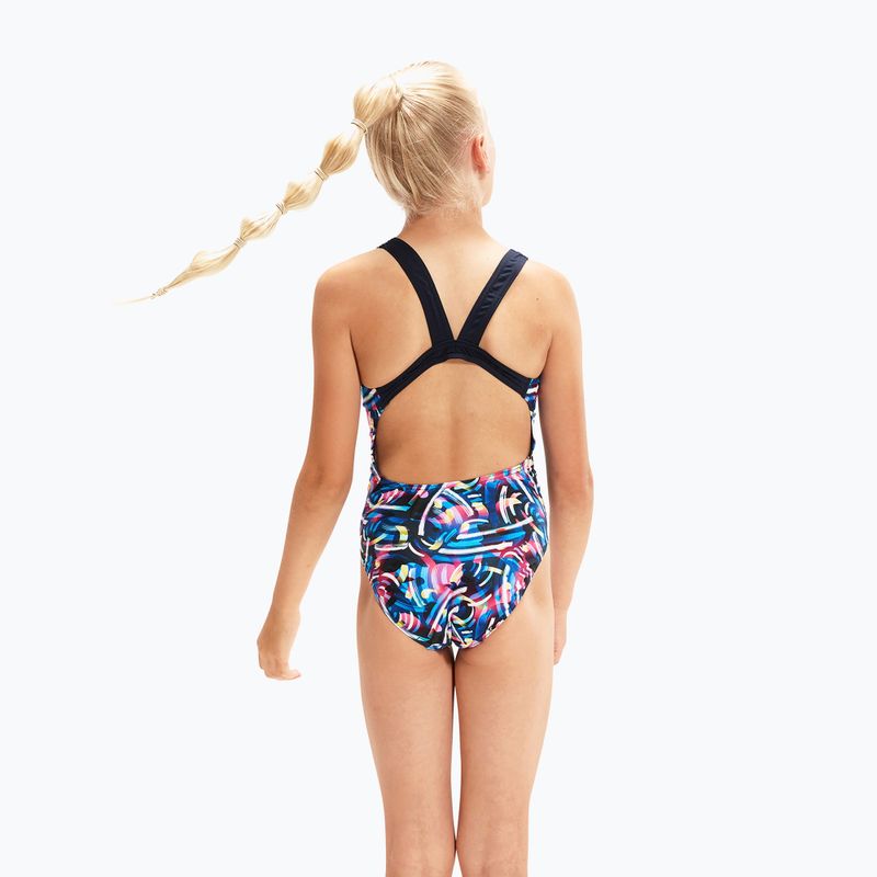 Speedo Digital Allover Leaderback Costum de baie dintr-o singură piesă pentru copii albastru/negru 8-1237714743 4