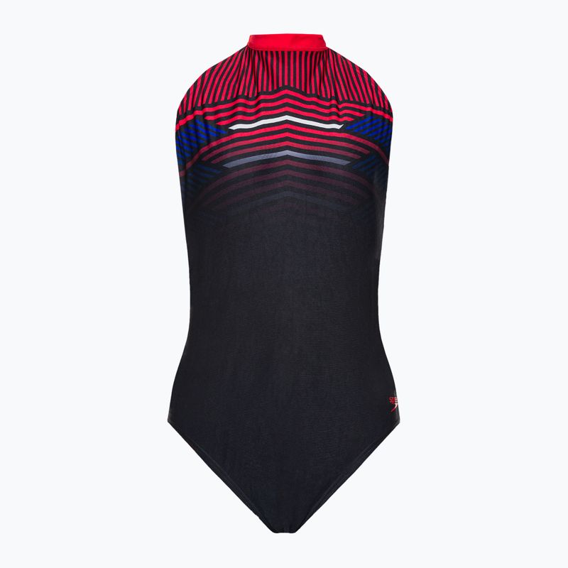 Speedo costum de baie o singură piesă pentru femei Digital Placement Hydrasuit negru-roșu 8-124454515213