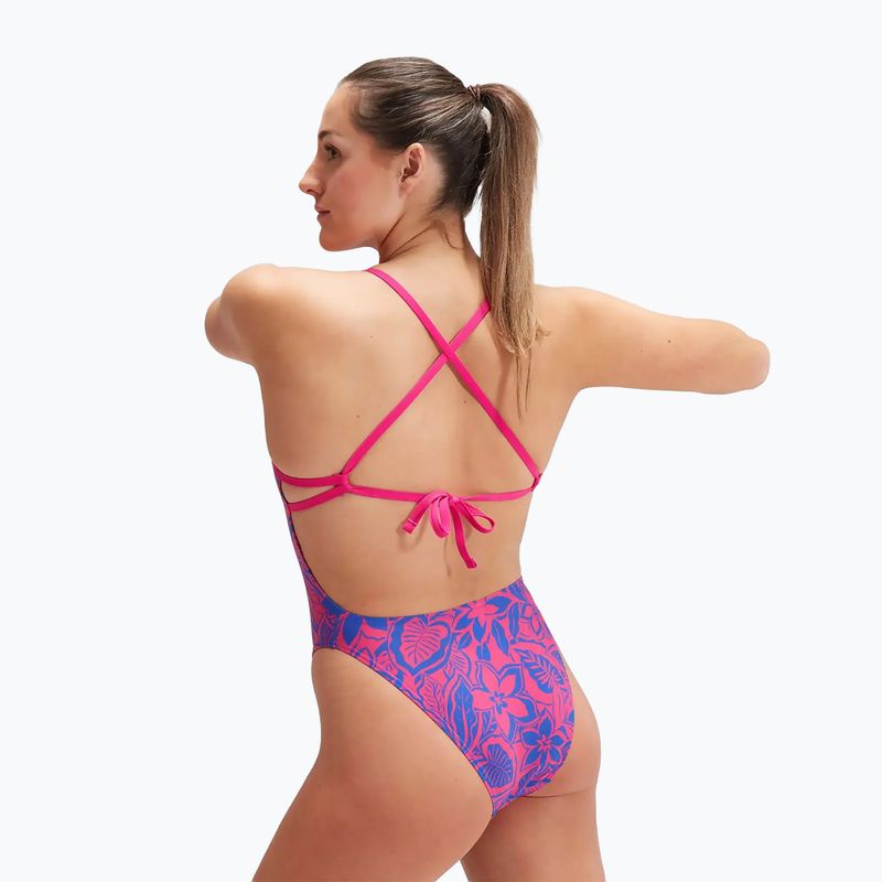 Costum de baie pentru femei Speedo Allover Digital Tie-Back chroma blue/electric pink