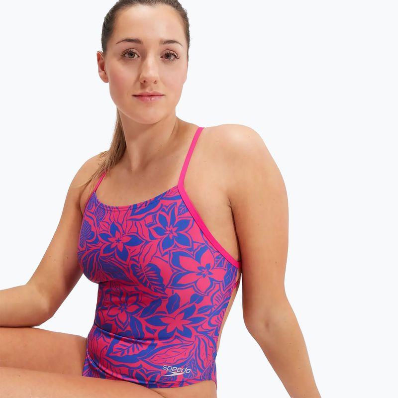 Costum de baie pentru femei Speedo Allover Digital Tie-Back chroma blue/electric pink