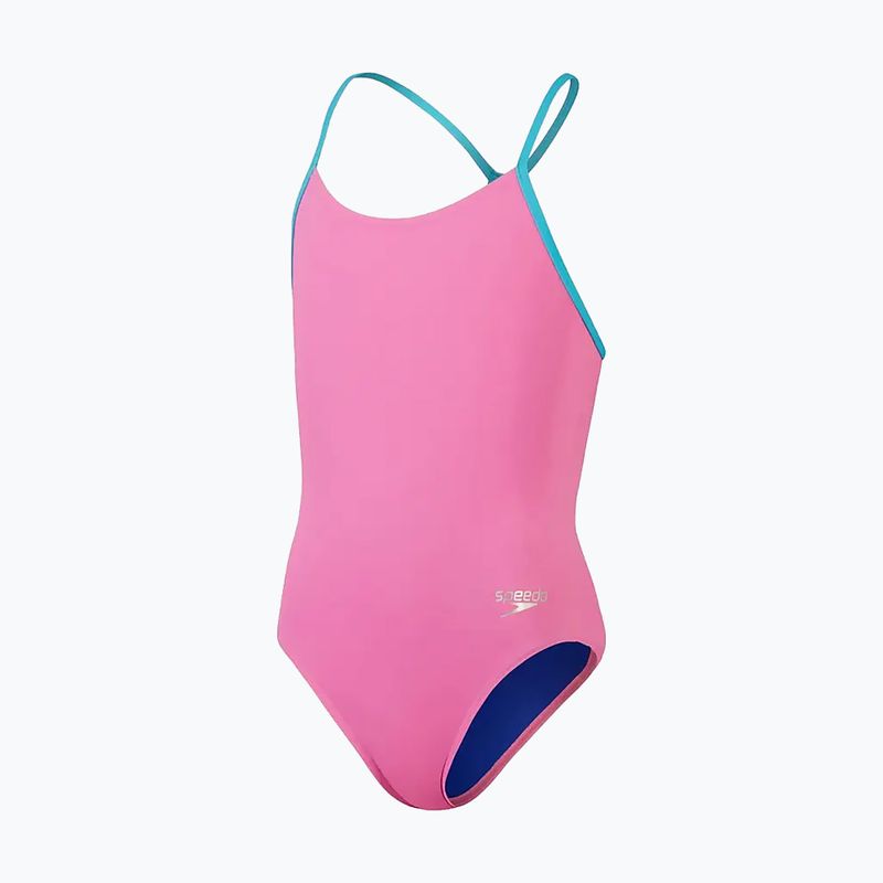 Costum de baie pentru copii Speedo Solid Lane Line Line Back roz/albastru
