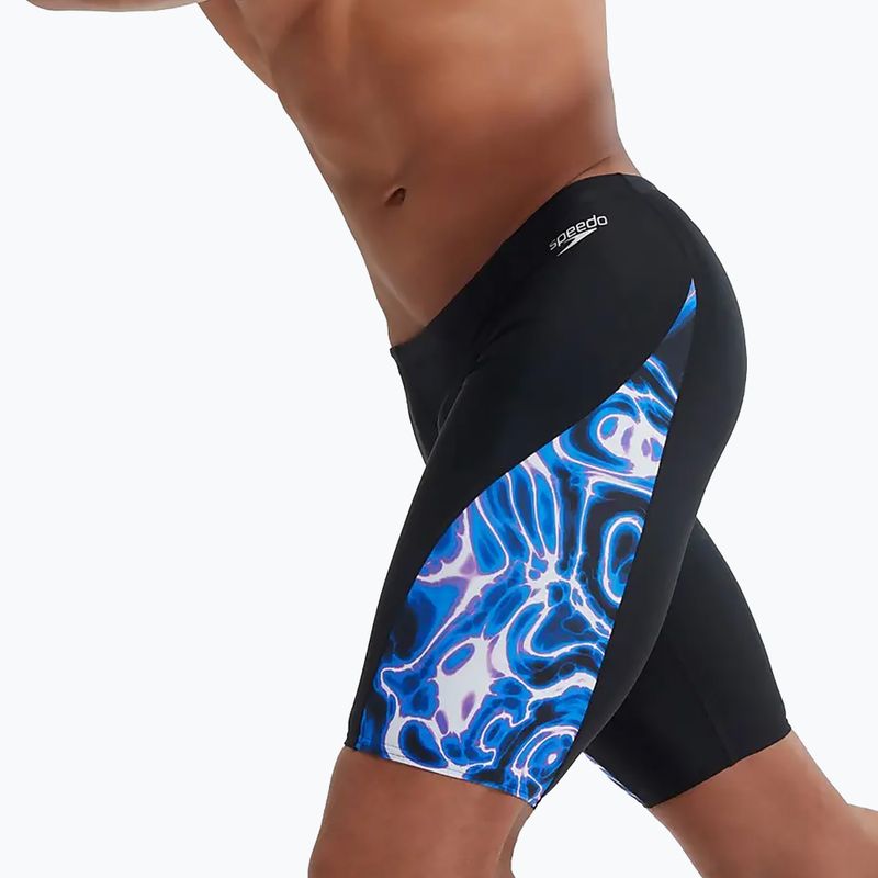 Pantaloni de baie Speedo Allover Digi V-Cut pentru bărbați, negru/albastru 11