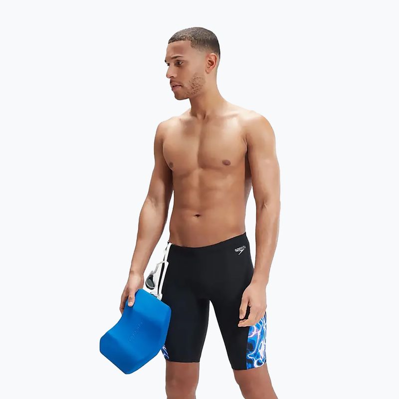 Pantaloni de baie Speedo Allover Digi V-Cut pentru bărbați, negru/albastru 12