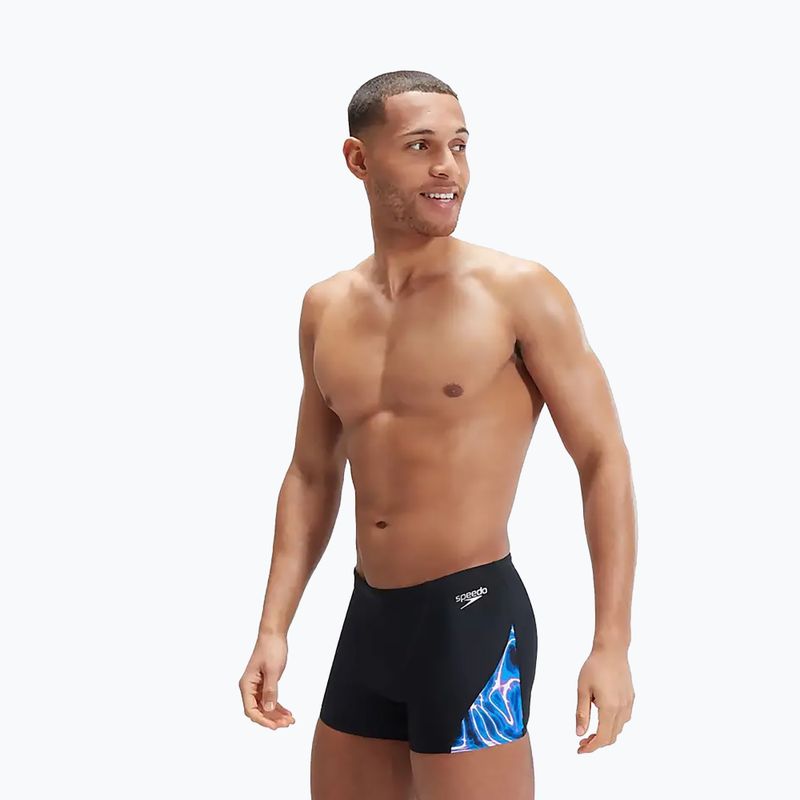 Boxeri de înot bărbați Speedo Allover Digi V-Cut negru/albastru 8