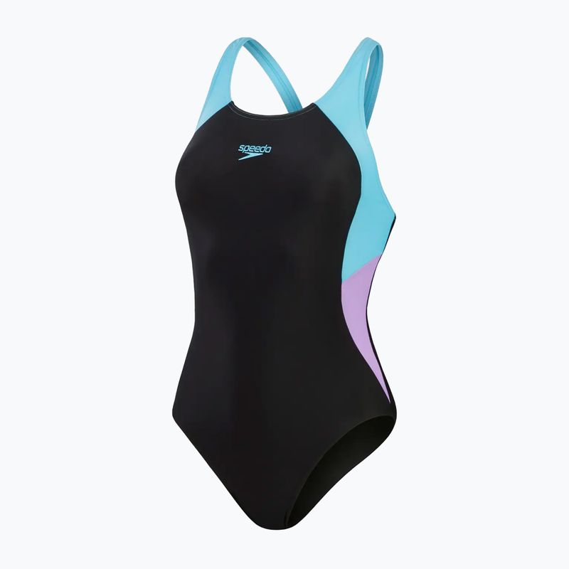 Costum de baie dintr-o bucată pentru femei Speedo Colourblock Splice Muscleback black/sweet purple/picton blue 2