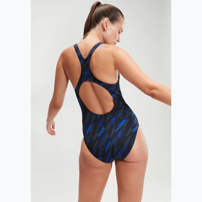 Costum de baie dintr-o bucată pentru femei Speedo HyperBoom Allover Medalist black/true cobalt/curious blue 7