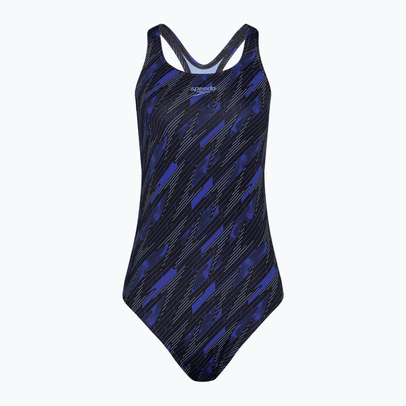 Costum de baie dintr-o bucată pentru femei Speedo HyperBoom Allover Medalist black/true cobalt/curious blue