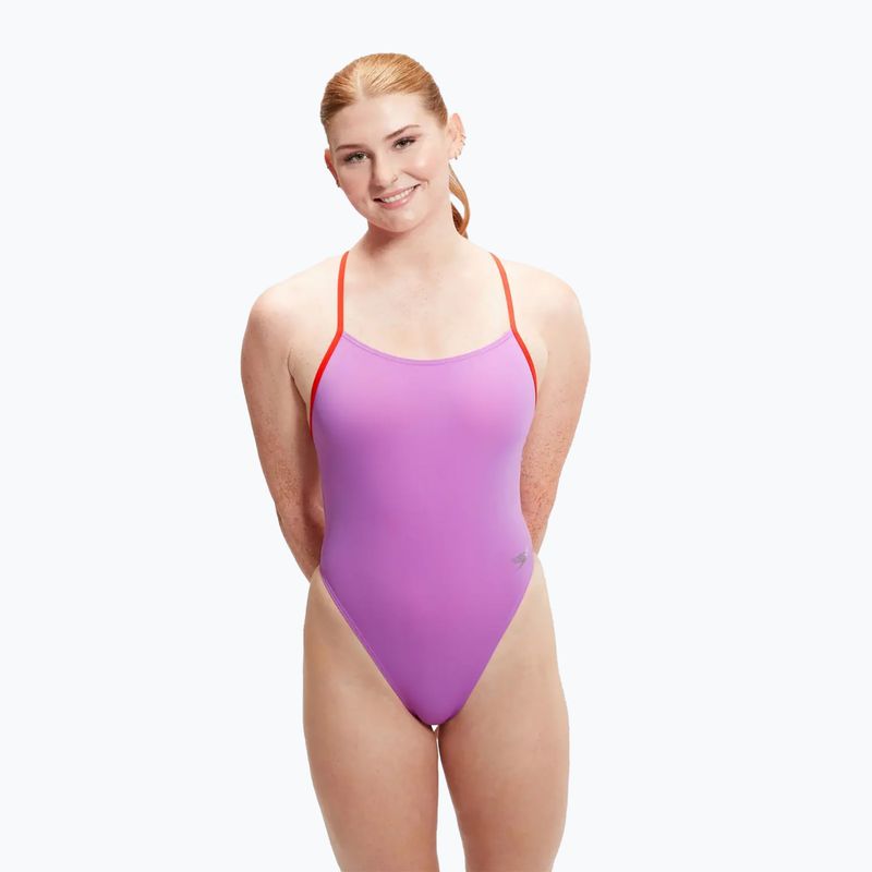 Costum de baie dintr-o bucată pentru femei Speedo Solid Tie Back sweet purple/watermelon 6