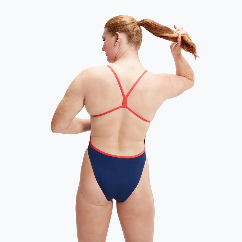 Costum de baie dintr-o bucată pentru femei Speedo Placement Digital Vback cerulean blue/true cobalt/watermelon/white 7