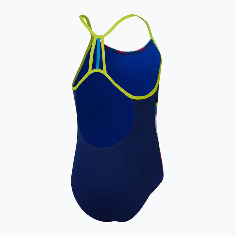 Costum de baie dintr-o bucată pentru copii Speedo Placement Lane Line Back cerulean blue/flare pink/bitter lime/bolt 3