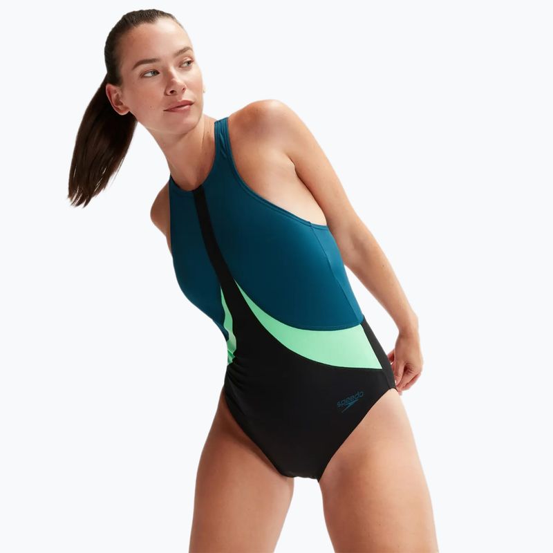 Costum de baie dintr-o bucată pentru femei Speedo Colourblock Highneck Crossback