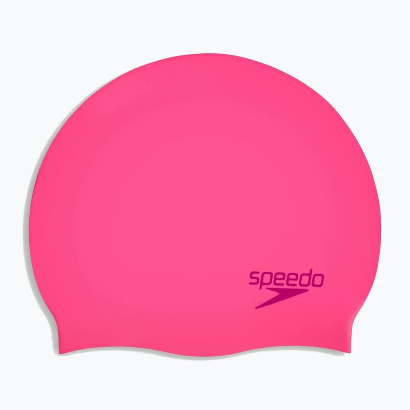 Cască de înot pentru copii Speedo Plain Moulded Silicone Junior flare pink/wineberry 2