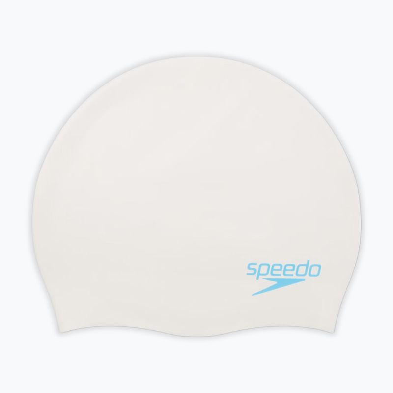 Cască de înot pentru copii Speedo Plain Moulded Silicone white/aqua splash