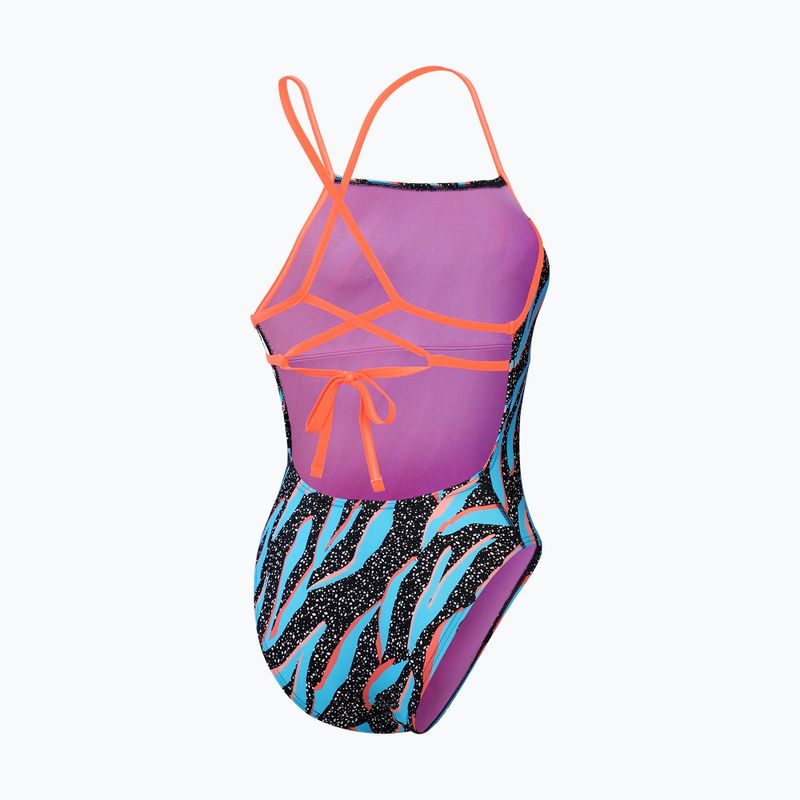 Costum de baie dintr-un element Speedo Allover Digital Lattice Tie-Back black/picton blue/siren red 2
