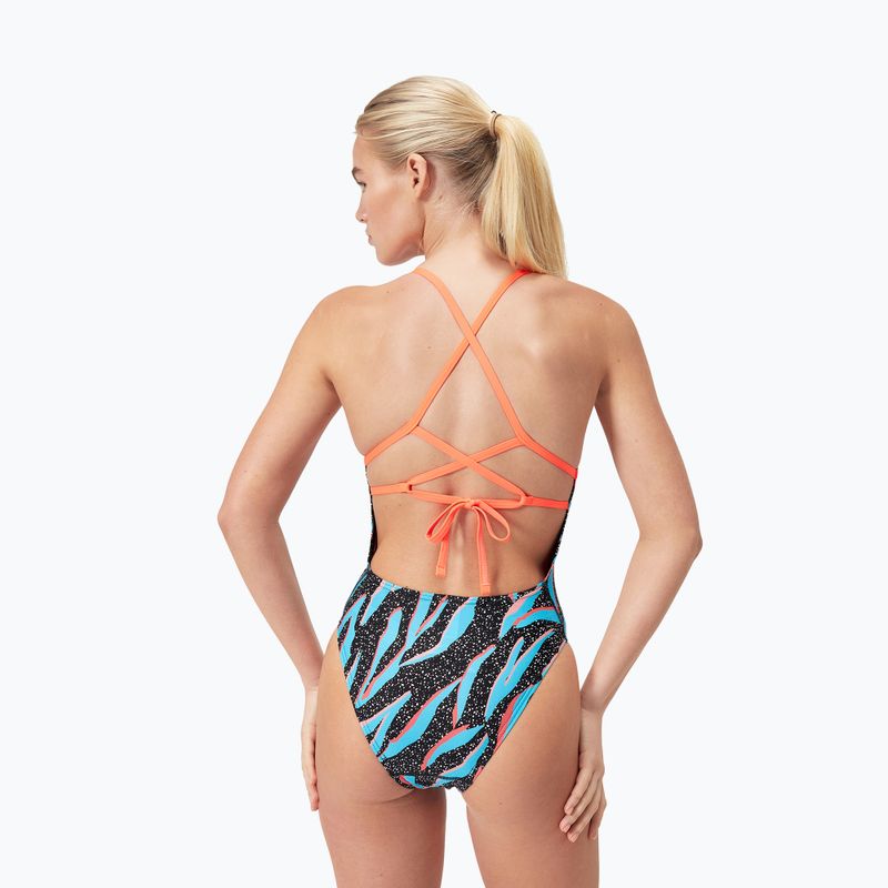 Costum de baie dintr-un element Speedo Allover Digital Lattice Tie-Back black/picton blue/siren red 5