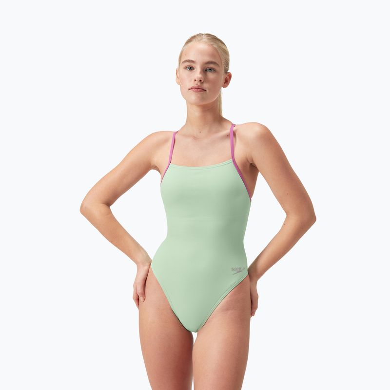 Costum de baie dintr-un element Speedo Solid Lattice Tie-Back matcha green 6