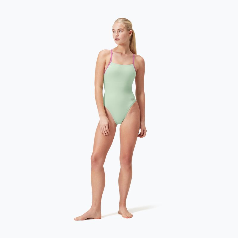 Costum de baie dintr-un element Speedo Solid Lattice Tie-Back matcha green 7