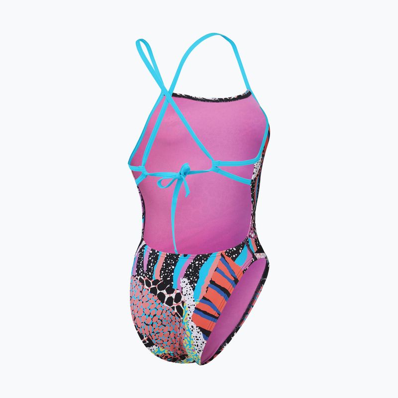 Costum de baie dintr-un element Speedo Allover Digital Tie Back black/matcha green/siren red 2