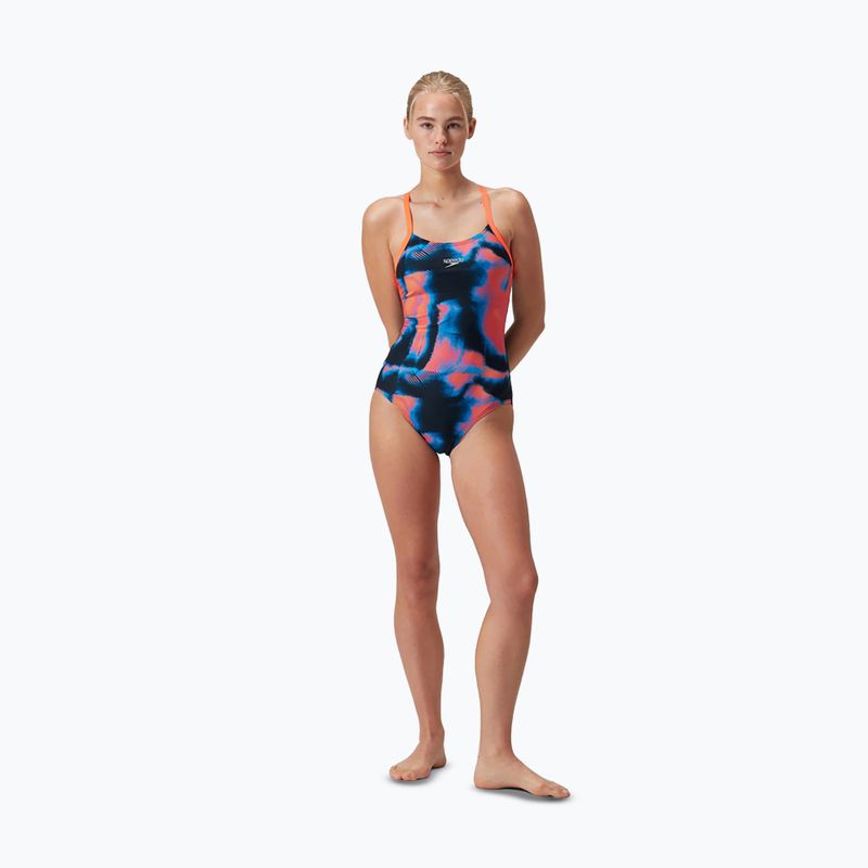 Costum de baie întreg pentru femei Speedo Allover Fixed Crossback true navy/siren red/punch blue 6
