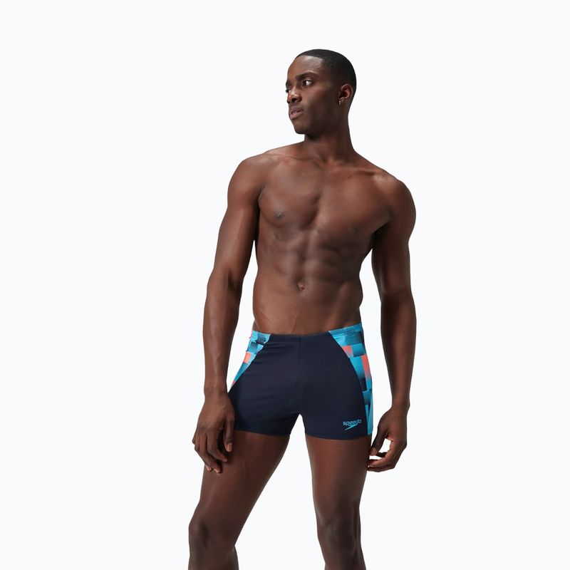 Boxeri de înot pentru bărbați Speedo Endurance+ MAX Splice Aquashort true navy/picton blue/siren red