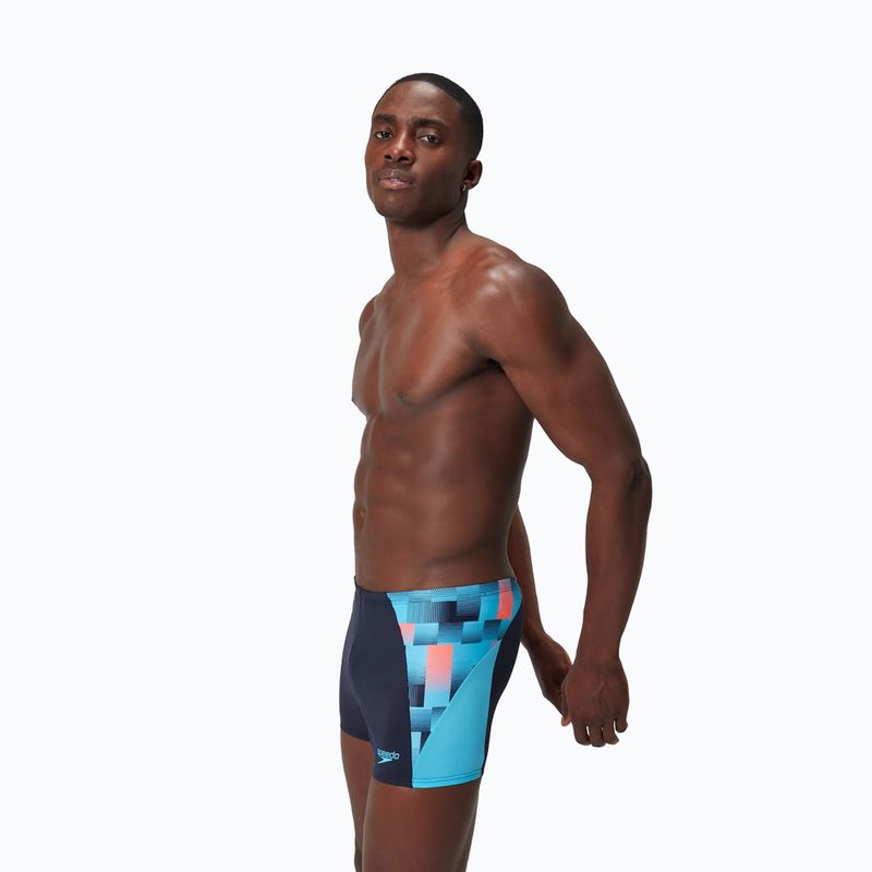 Boxeri de înot pentru bărbați Speedo Endurance+ MAX Splice Aquashort true navy/picton blue/siren red
