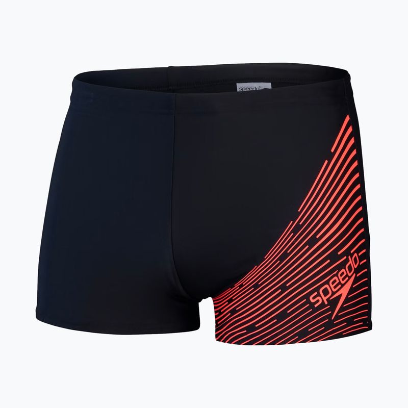 Boxeri de înot pentru bărbați Speedo Medley Logo Aquashort black/siren red