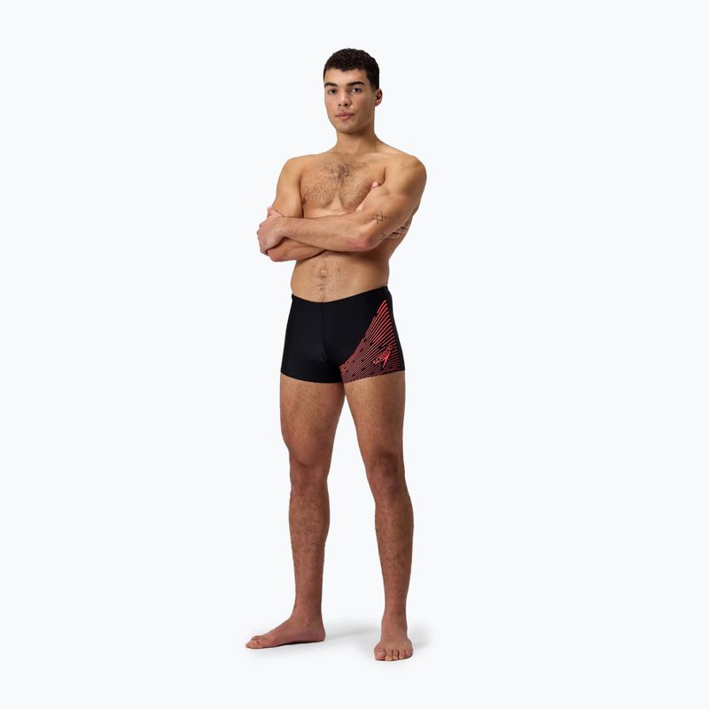 Boxeri de înot pentru bărbați Speedo Medley Logo Aquashort black/siren red 6