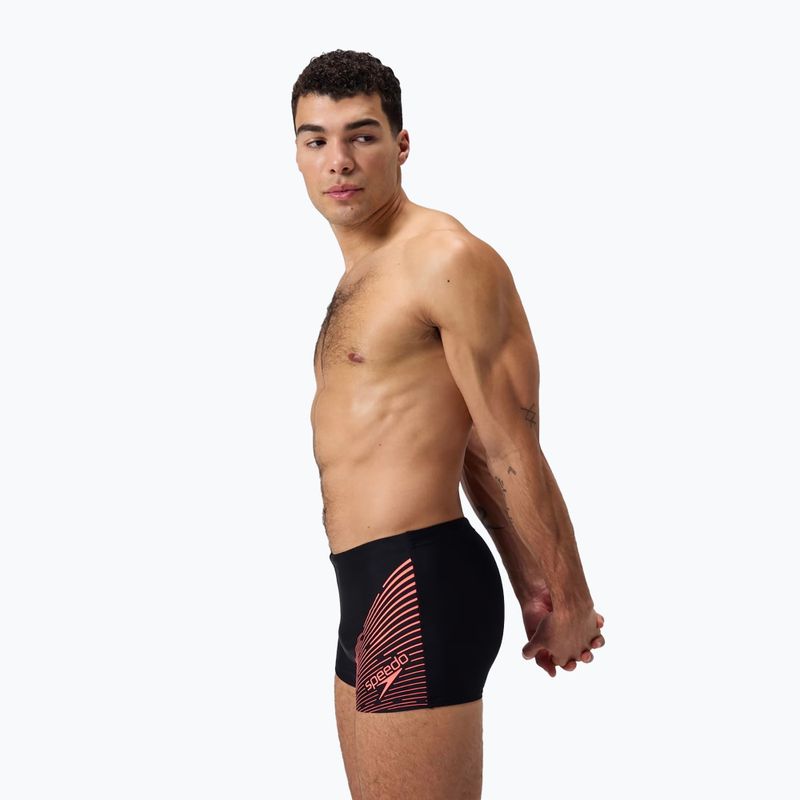 Boxeri de înot pentru bărbați Speedo Medley Logo Aquashort black/siren red 9