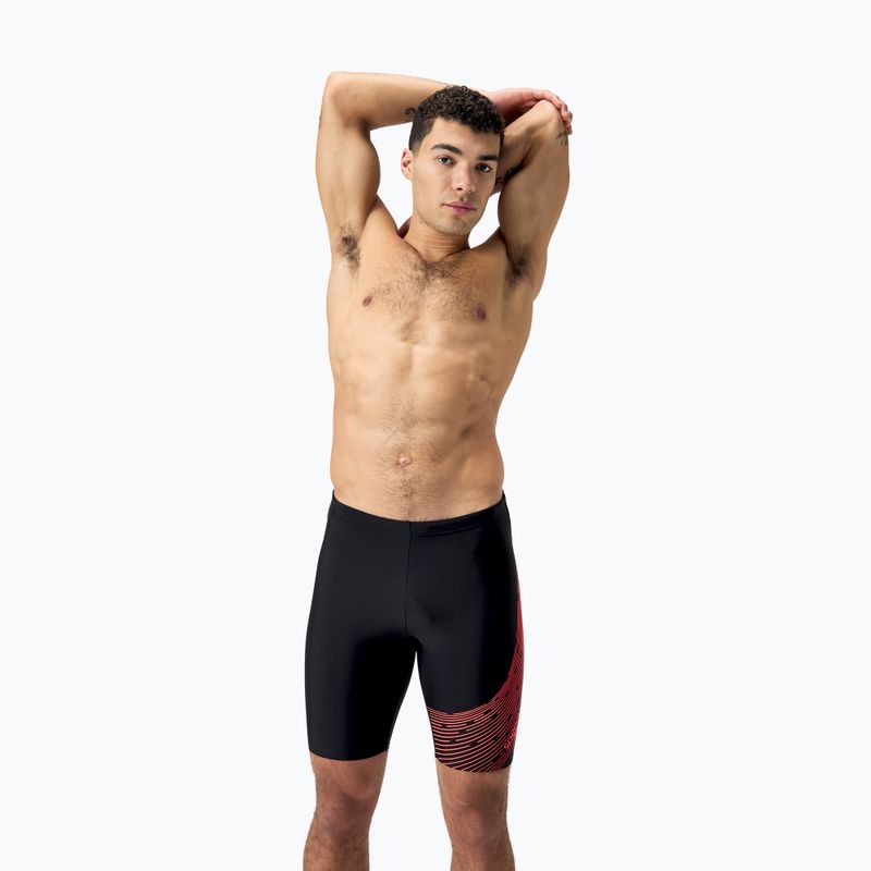 Boxeri de înot pentru bărbați Speedo Medley Logo Jammer black/siren red 5