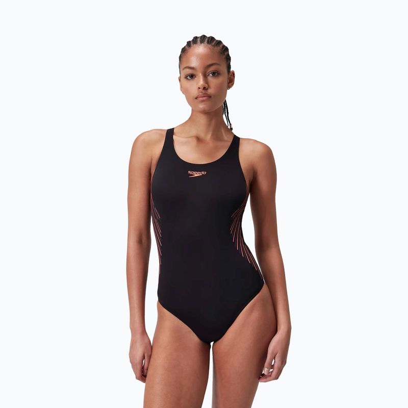 Costum de baie dintr-un element Speedo Placement Muscleback black/plum dandy/siren