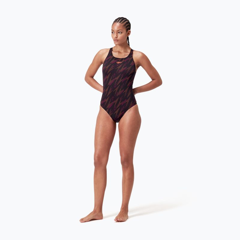 Costum de baie dintr-un element Speedo HyperBoom Allover Medalist black/plum dandy/siren red 2