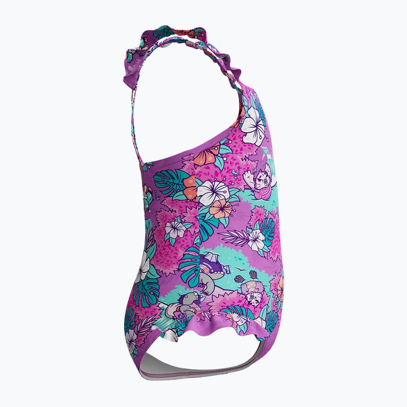 Costum de baie dintr-o piesă pentru copii Speedo Learn To Swim Printed Frill Thinstrap neon violet 4