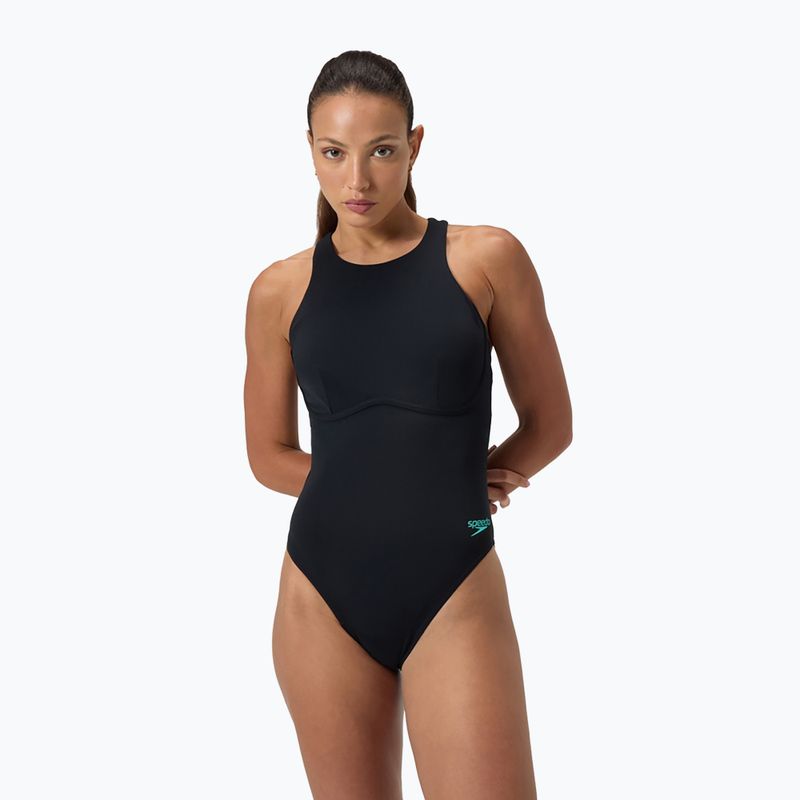 Costum de baie întreg pentru femei Speedo Racer Zip with Built in Swim Bra anthracite anthracite 5